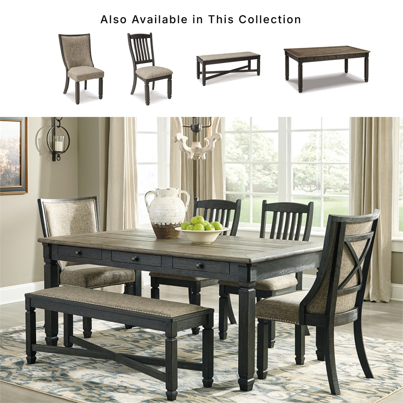 Ashley Tyler Creek Upholstered Dining Bench in Gray and Brown