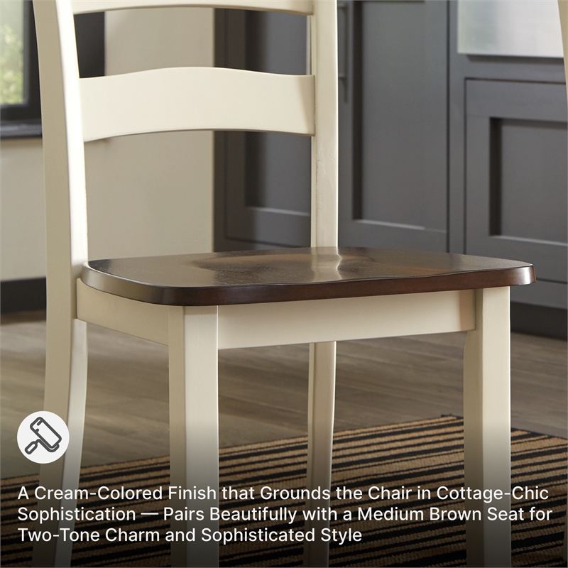 Signature Design by Ashley Woodanville Dining Side Chair in Cream and Brown
