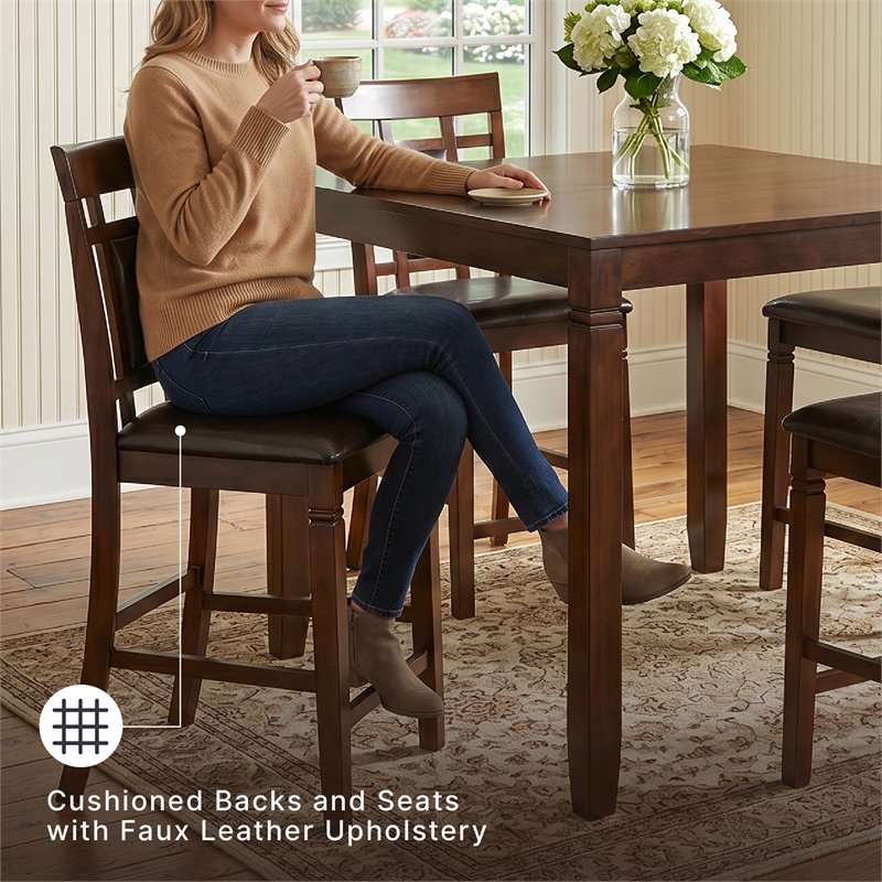 Ashley Furniture Bennox 5 Piece Counter Height Dining Set in Brown