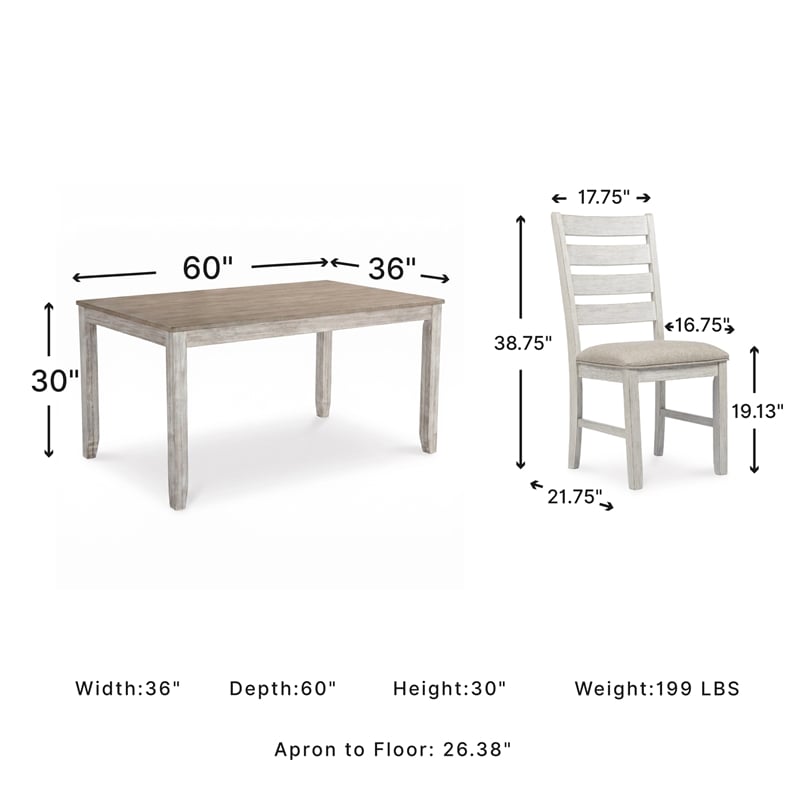 Ashley Furniture Skempton 7 Piece Dining Set in White and Light Brown