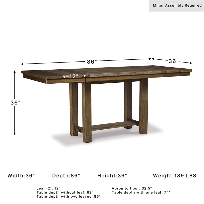Ashley Moriville Extendable Counter Height Dining Table in Brown