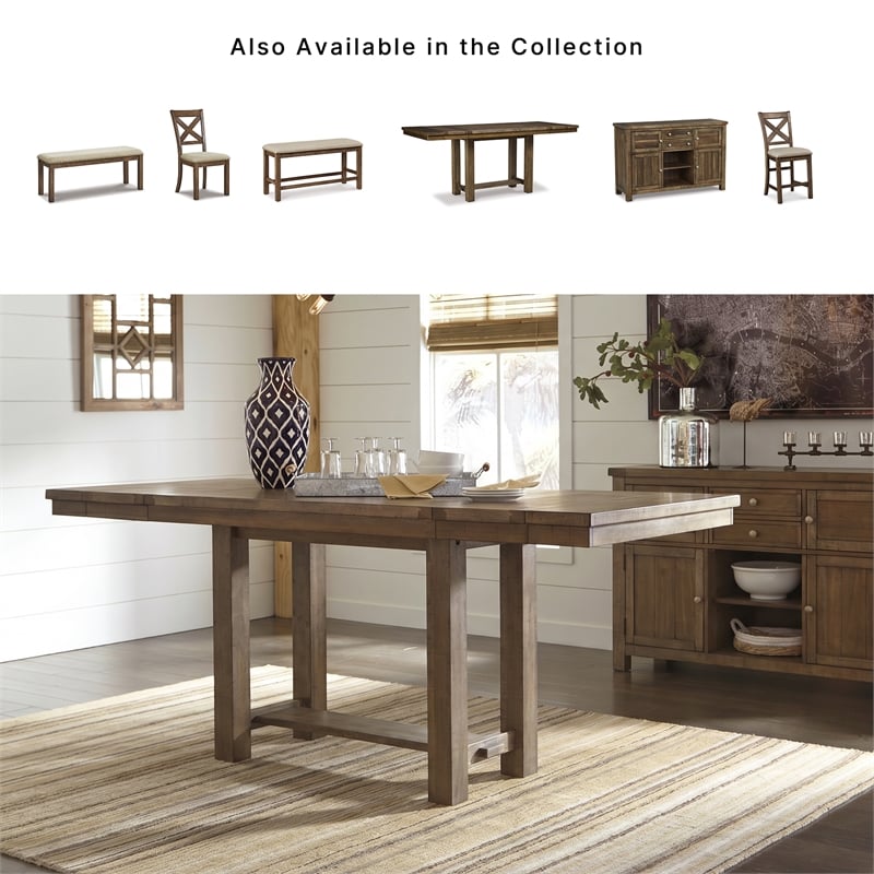 Ashley Moriville Extendable Counter Height Dining Table in Brown