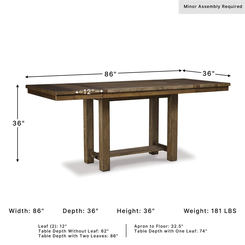 Ashley Moriville Extendable Counter Height Dining Table in Brown