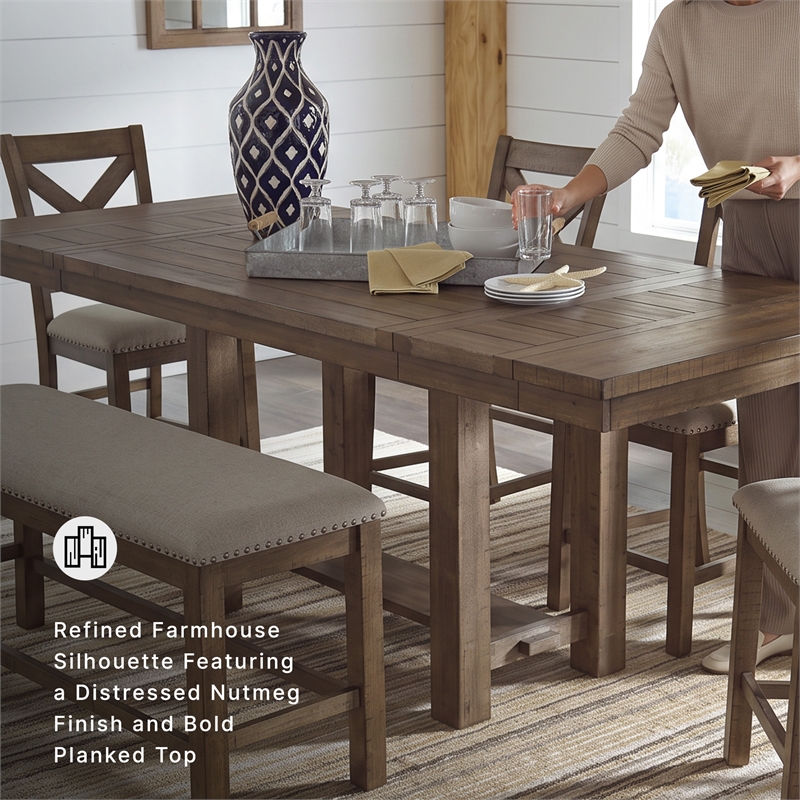 Ashley Moriville Extendable Counter Height Dining Table in Brown