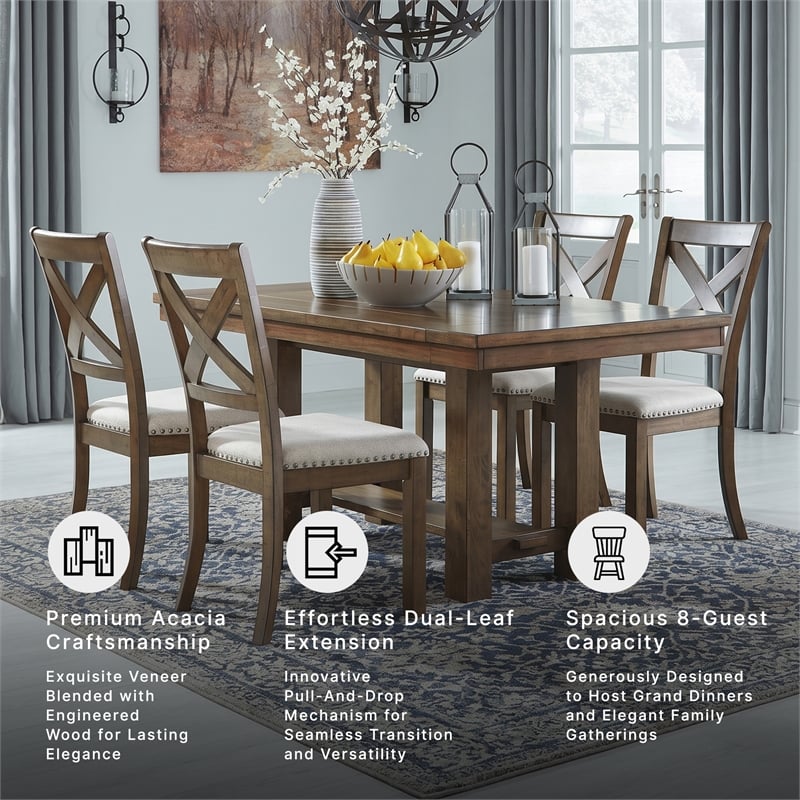 Signature Design by Ashley Moriville Extendable Dining Table in Grayish Brown