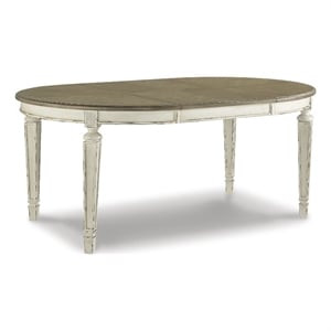 Signature Design by Ashley Realyn 72&quot Oval Extendable Dining Table in White