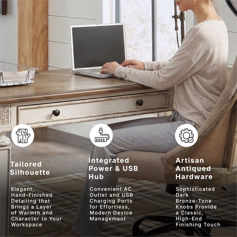 Ashley Furniture Realyn Engineered Wood Computer Desk w/USB Ports in White