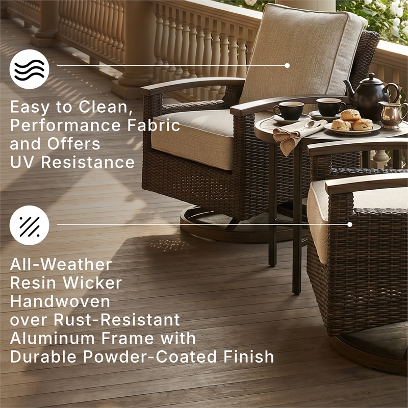 Signature Design by Ashley Transitional Wicker-Rattan Patio Chair in Mahogany