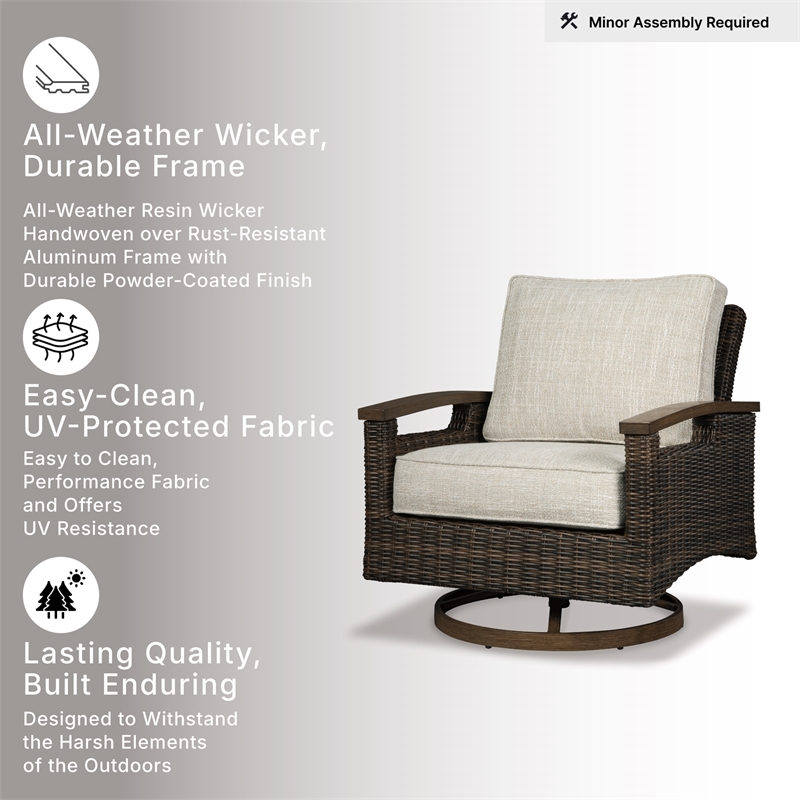 Signature Design by Ashley Transitional Wicker-Rattan Patio Chair in Mahogany