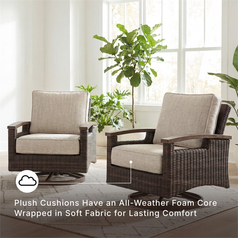 Signature Design by Ashley Transitional Wicker-Rattan Patio Chair in Mahogany