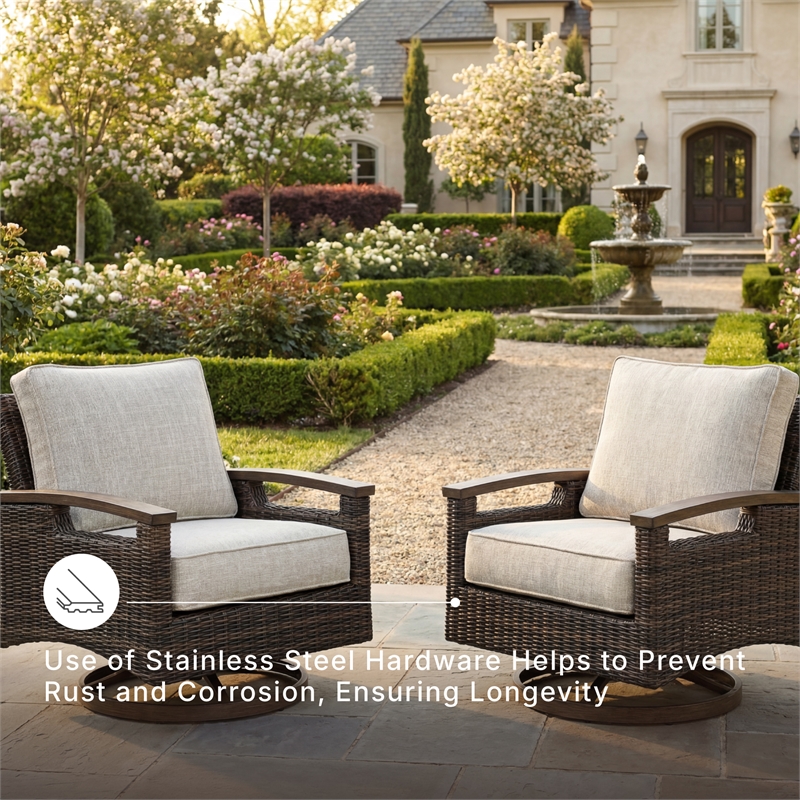 Signature Design by Ashley Transitional Wicker-Rattan Patio Chair in Mahogany