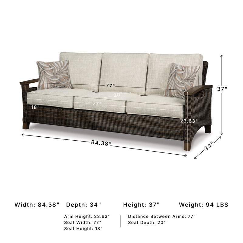 Signature Design by Ashley Paradise Trail Patio Sofa in Medium Brown