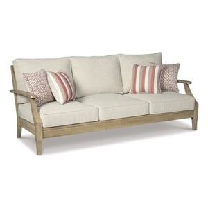 Signature Design by Ashley Clare View Eucalyptus Wood Patio Sofa in Beige