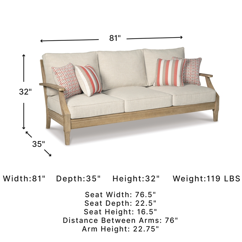Signature Design by Ashley Clare View Eucalyptus Wood Patio Sofa in Beige
