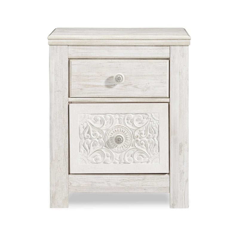 Signature Design by Ashley Paxberry 2 Drawer Nightstand in Whitewash