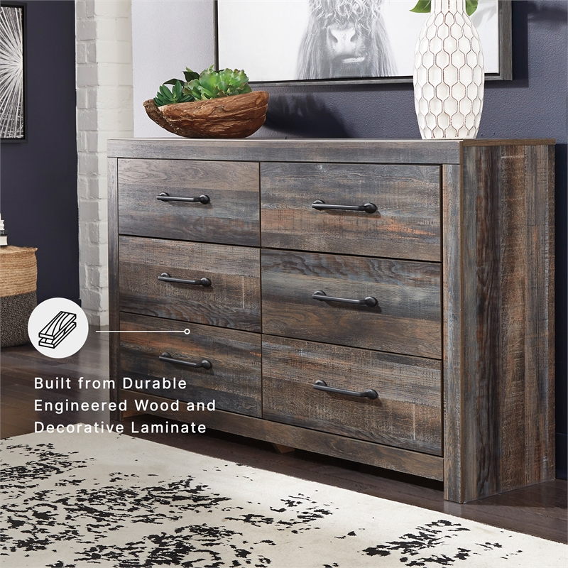 Ashley Furniture Drystan 6 Drawer Dresser in Burnt Orange and Teal