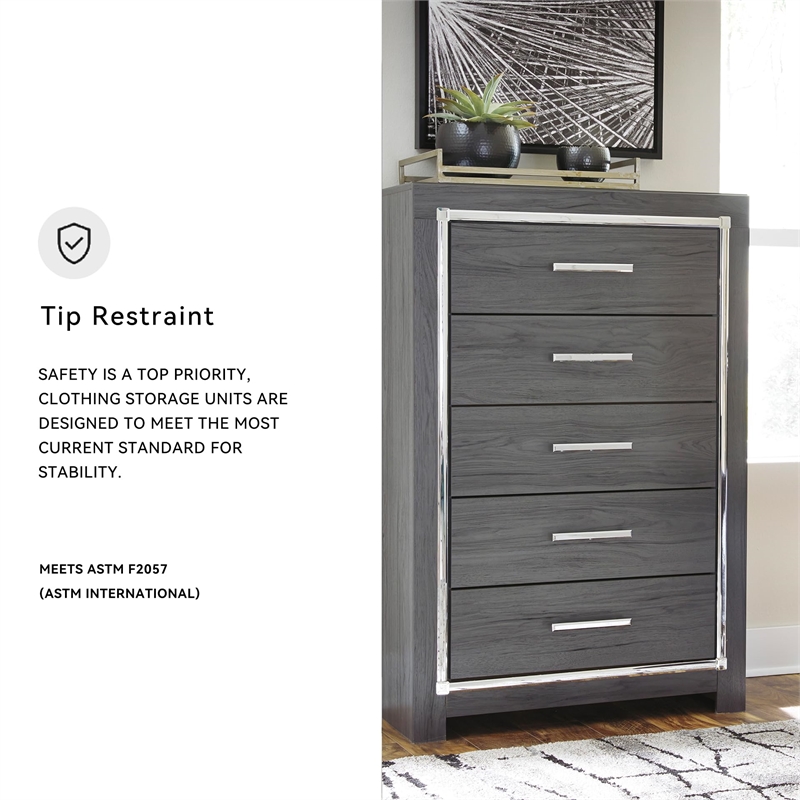 Ashley Furniture Lodanna 5 Drawer Chest in Gray