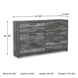 Signature Design by Ashley Baystorm 6 Drawer Double Dresser in Smokey Gray