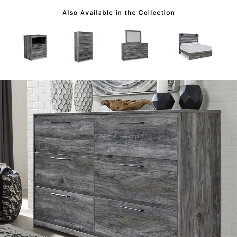 Signature Design by Ashley Baystorm 6 Drawer Double Dresser in Smokey Gray