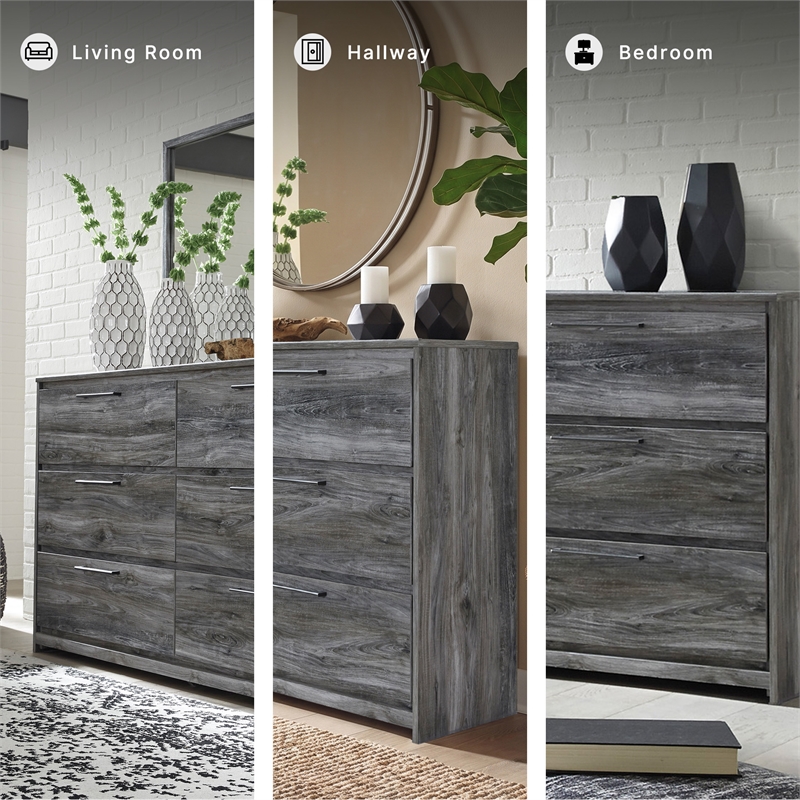 Signature Design by Ashley Baystorm 6 Drawer Double Dresser in Smokey Gray