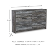 Signature Design by Ashley Baystorm 6 Drawer Double Dresser in Smokey Gray