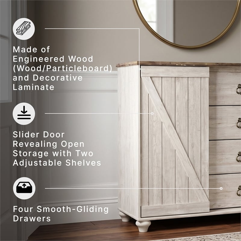 Signature Design by Ashley Willowton 4 Drawer Door Chest in Whitewash
