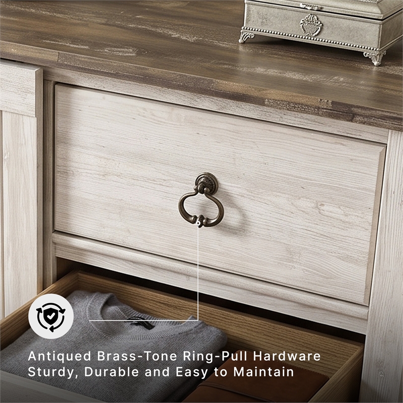 Signature Design by Ashley Willowton 4 Drawer Door Chest in Whitewash