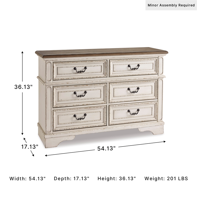 Ashley Furniture Realyn Engineered Wood 6 Drawer Double Dresser in Mahogany