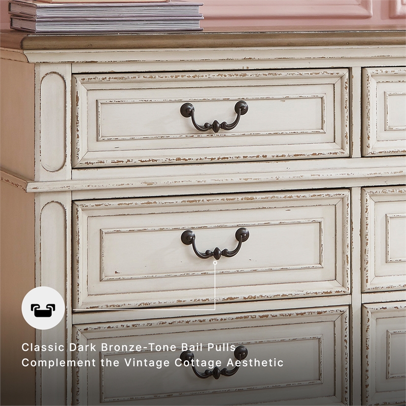 Ashley Furniture Realyn Engineered Wood 6 Drawer Double Dresser in Mahogany