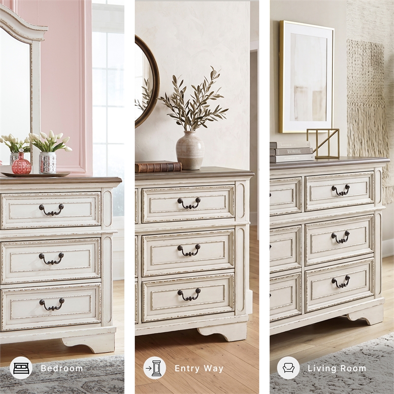 Ashley Furniture Realyn Engineered Wood 6 Drawer Double Dresser in Mahogany