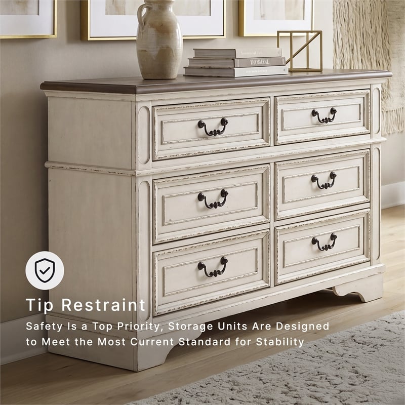 Ashley Furniture Realyn Engineered Wood 6 Drawer Double Dresser in Mahogany