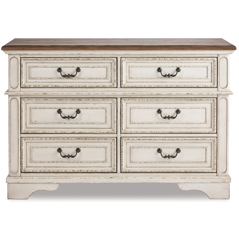 Ashley Furniture Realyn Engineered Wood 6 Drawer Double Dresser in Mahogany