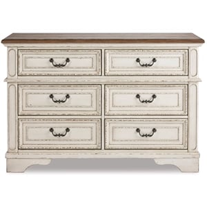 Ashley Furniture Realyn Engineered Wood 6 Drawer Double Dresser in Mahogany