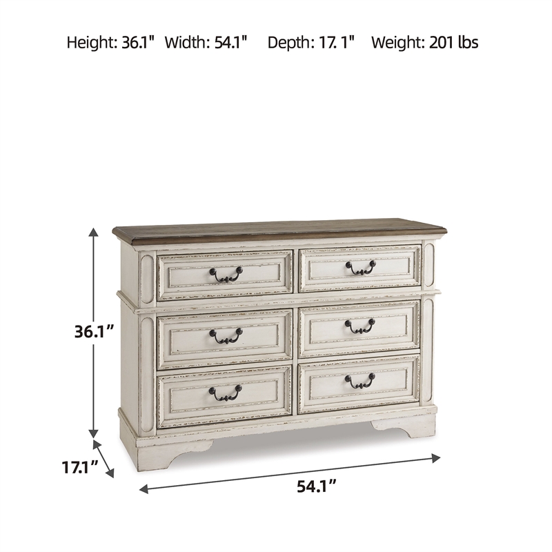 Ashley Furniture Realyn Engineered Wood 6 Drawer Double Dresser in Mahogany