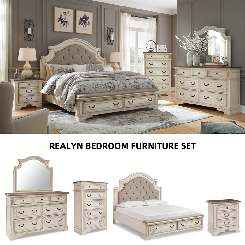 Signature Design by Ashley Realyn 7-Drawer Dresser in Chipped White/Brown