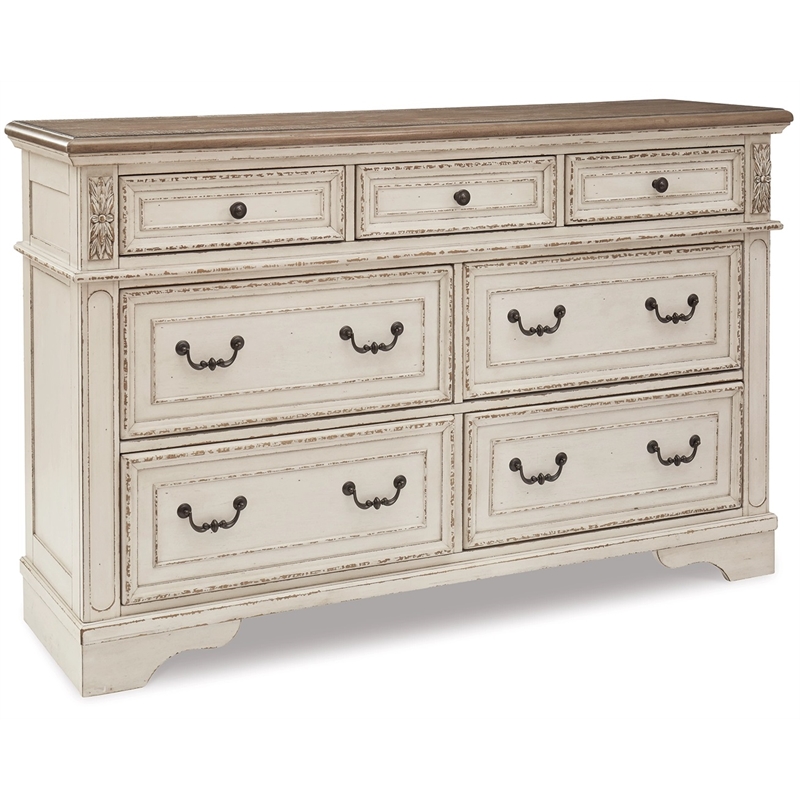 Signature Design by Ashley Realyn 7-Drawer Dresser in Chipped White/Brown