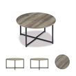 Ashley Furniture Wadeworth 3 Piece Coffee Table Set in Dark Metallic and Black