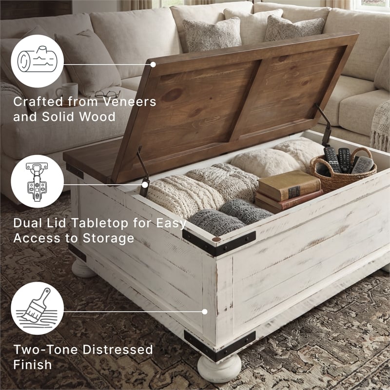 Signature Design by Ashley Wystfield Storage Coffee Table in Vintage White