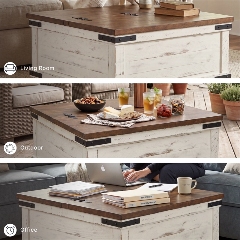 Signature Design by Ashley Wystfield Storage Coffee Table in Vintage White