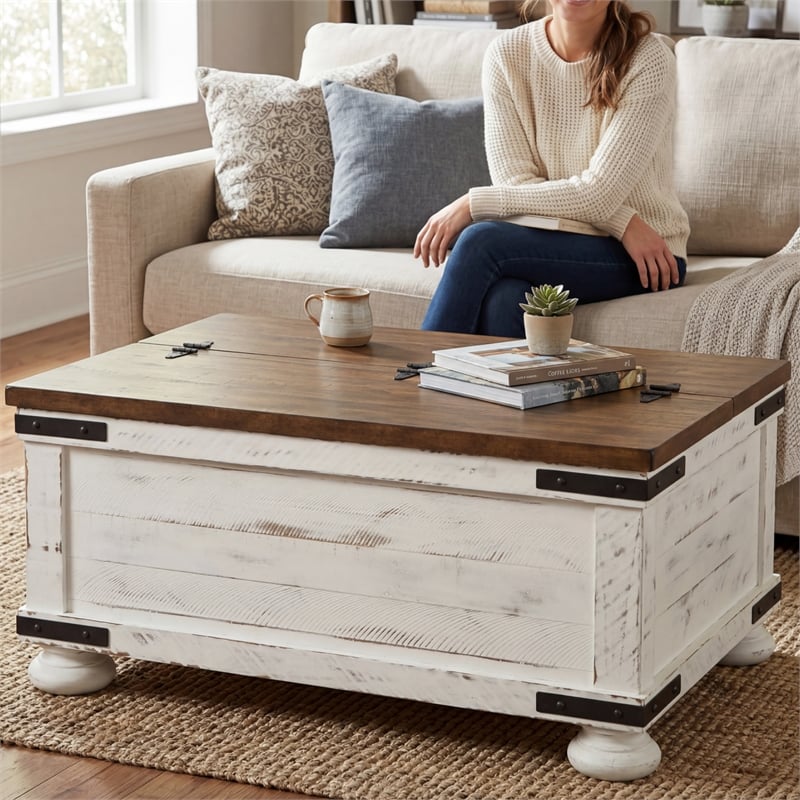 Signature Design by Ashley Wystfield Storage Coffee Table in Vintage White