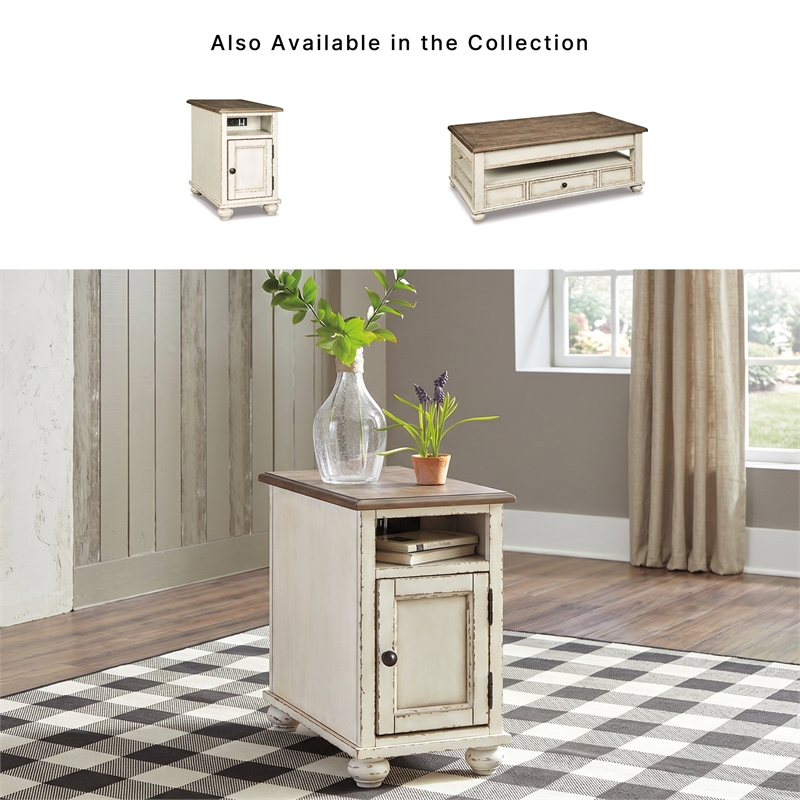 Signature Design by Ashley Realyn Storage End Table with USB Ports in White