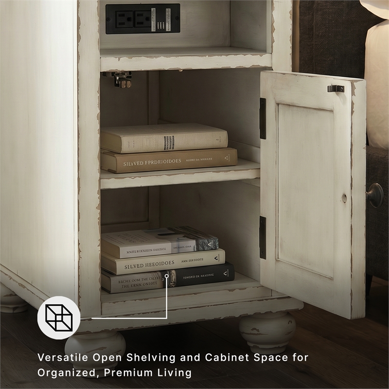 Signature Design by Ashley Realyn Storage End Table with USB Ports in White