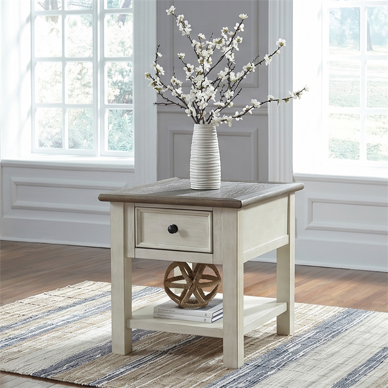 Signature Design by Ashley Bolanburg 1 Drawer End Table in Antique White