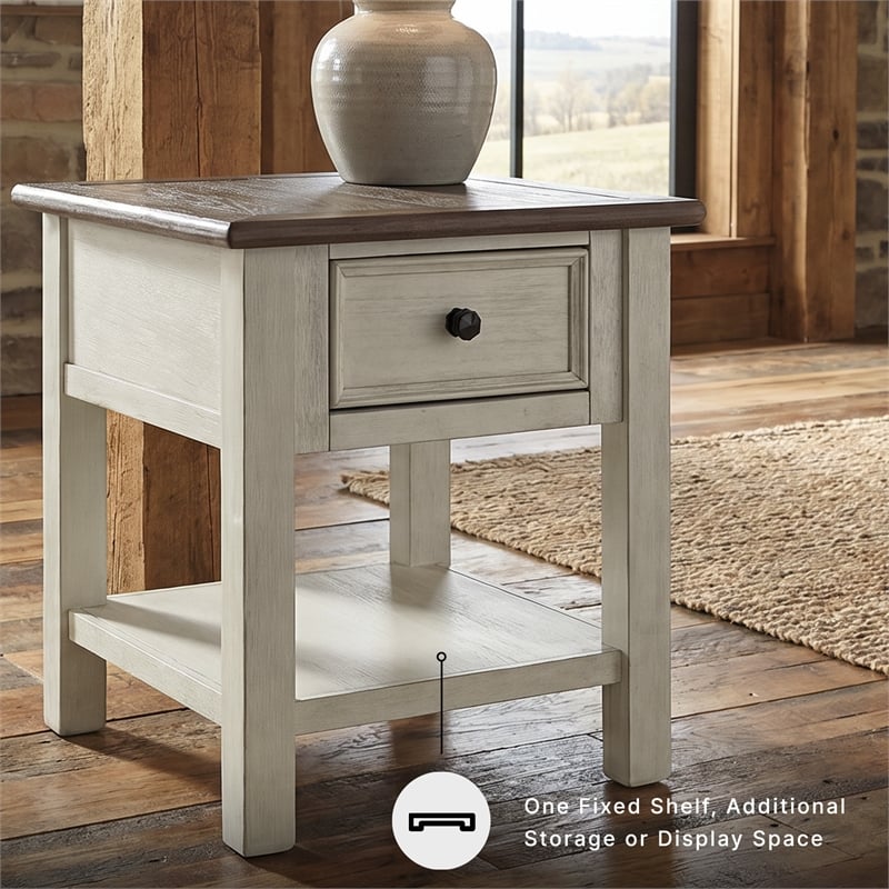 Signature Design by Ashley Bolanburg 1 Drawer End Table in Antique White