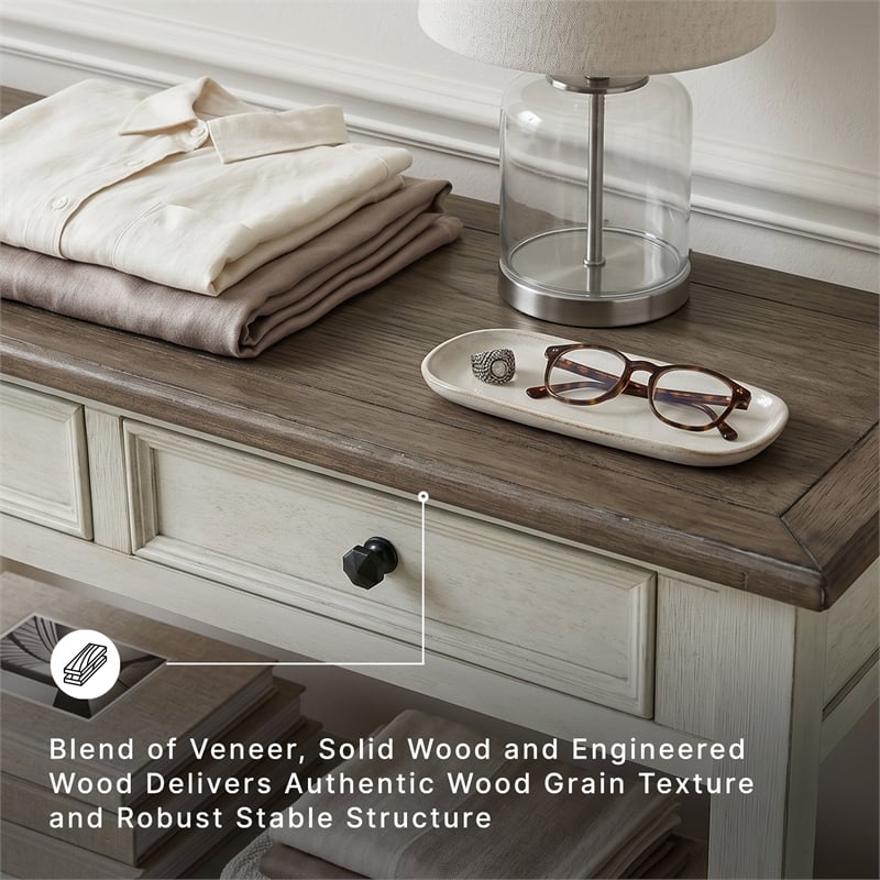 Ashley Bolanburg Engineered Wood 2-Drawer Console Table in Antique White