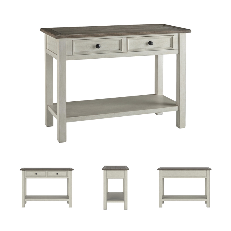 Ashley Bolanburg Engineered Wood 2-Drawer Console Table in Antique White