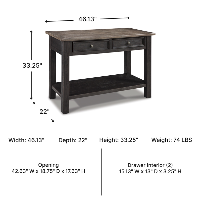 Signature Design by Ashley Tyler Creek 2 Drawer Console Table in Grayish Brown