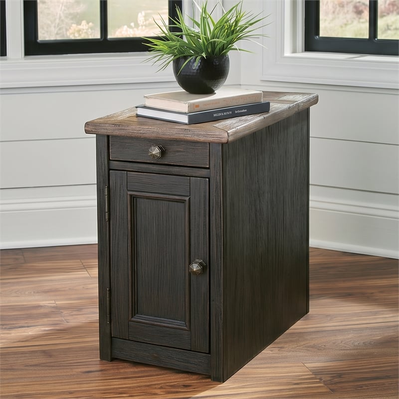 Signature Design by Ashley Tyler Creek Storage End Table with USB Ports in Gray