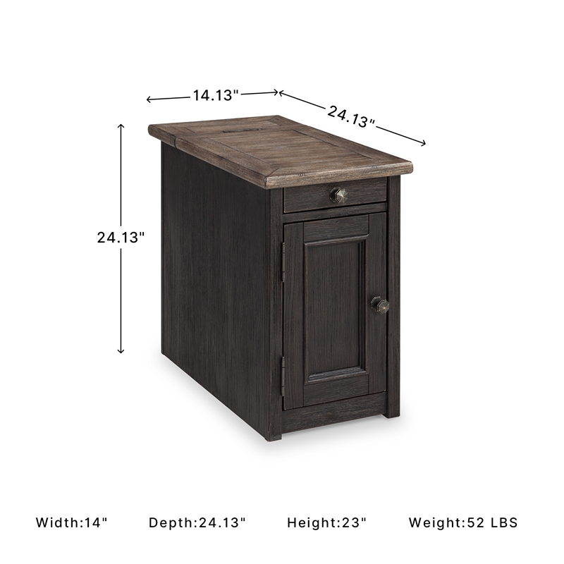 Signature Design by Ashley Tyler Creek Storage End Table with USB Ports in Gray
