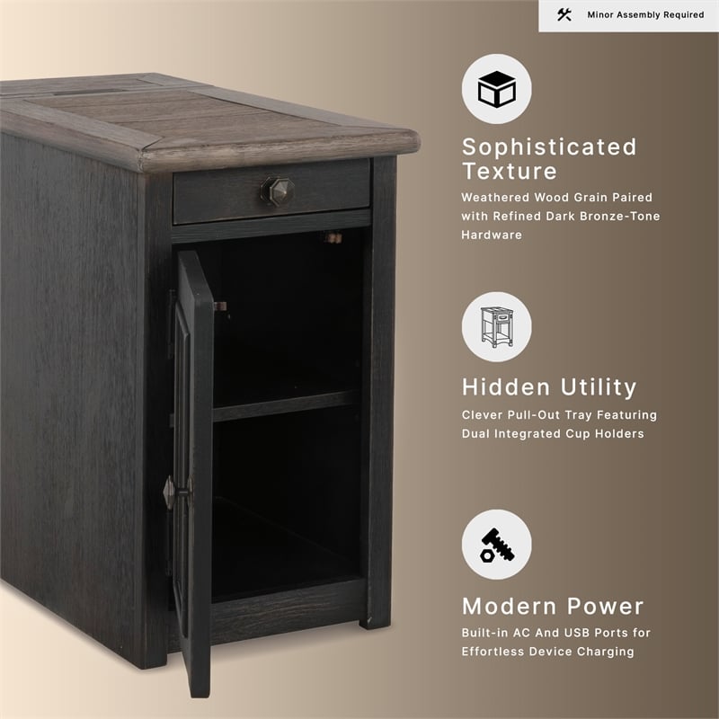 Signature Design by Ashley Tyler Creek Storage End Table with USB Ports in Gray